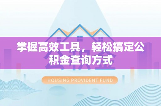 合作掌握高效工具，轻松搞定公积金查询方式
