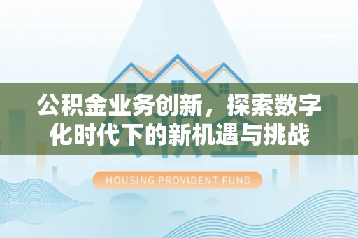 合作公积金业务创新，探索数字化时代下的新机遇与挑战