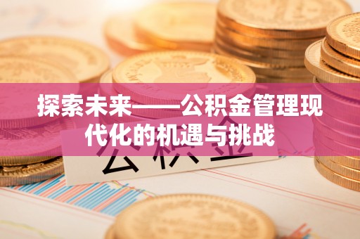 合作探索未来——公积金管理现代化的机遇与挑战
